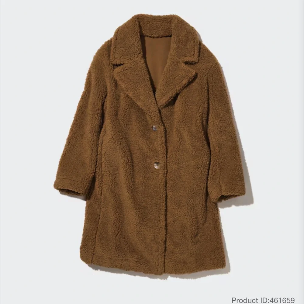 Uniqlo Teddy Coat, Brown - Picture 3 of 7